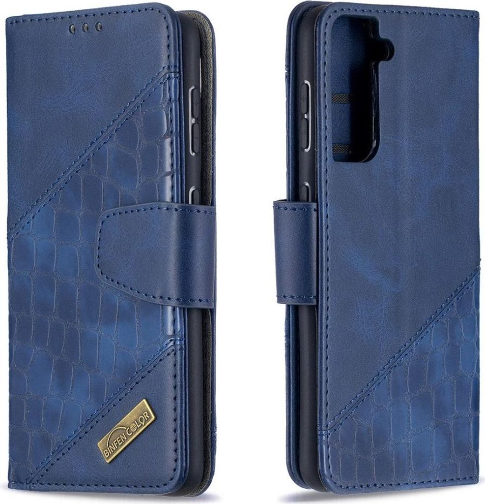Samsung Galaxy S21 Hülle - BINFEN Croco Klapphülle - Blau