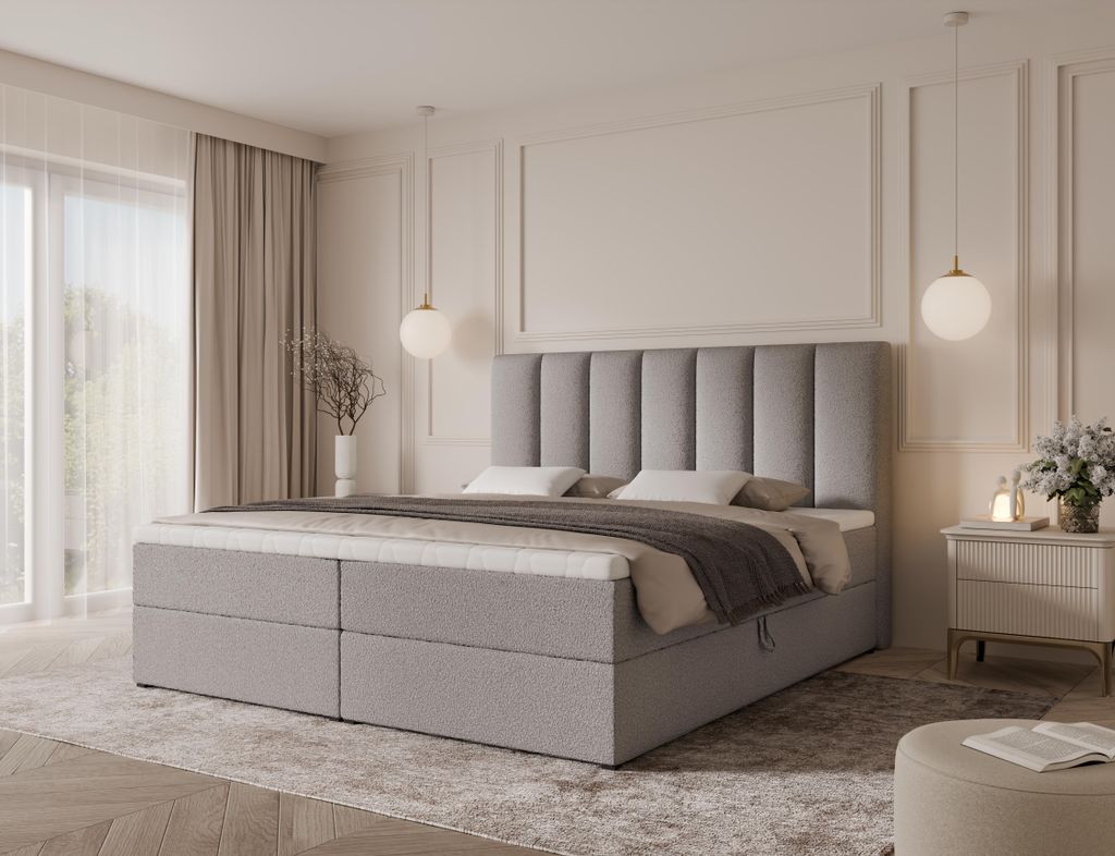 Emlar Boxspringbett Bella 200x200 - Bett mit Matratze und Topper - Boxspringbett mit Bettkasten und Matratze - Boxspringbett Grau (Quelle 83)