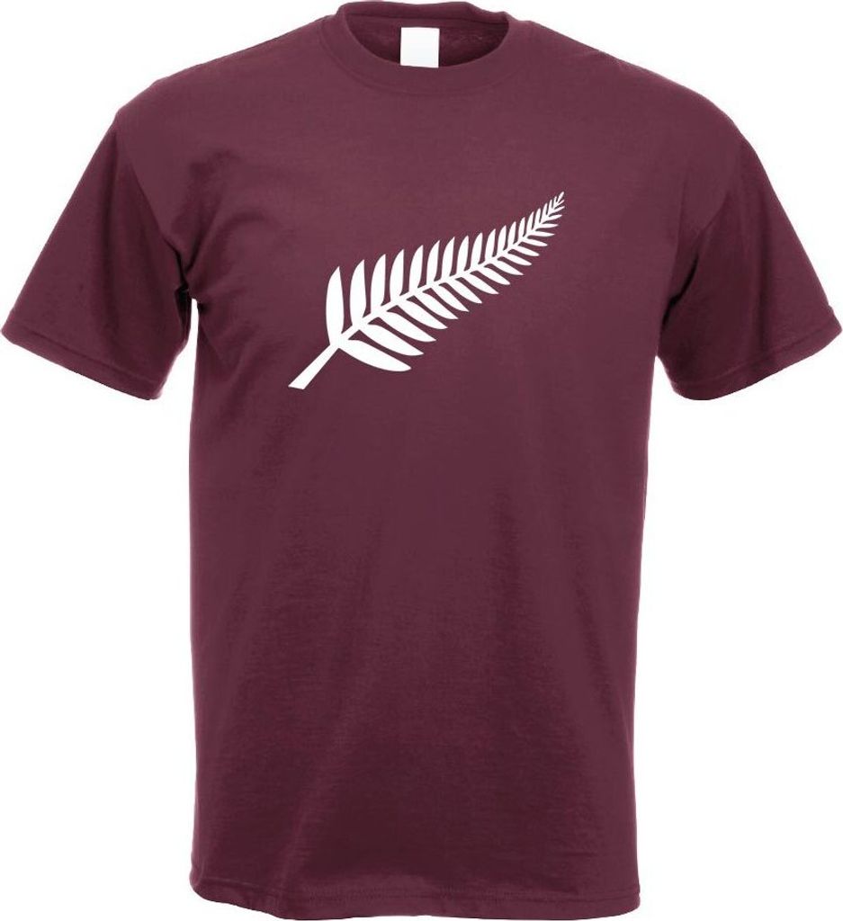 Kiwistar - T-Shirt - Burgund - Silver Fern - Neuseeland - Kiwis Herren Funshirt Bedruckt Design Sprüche Spruch Motive - mit Motiv Bedruckt - Funsh...