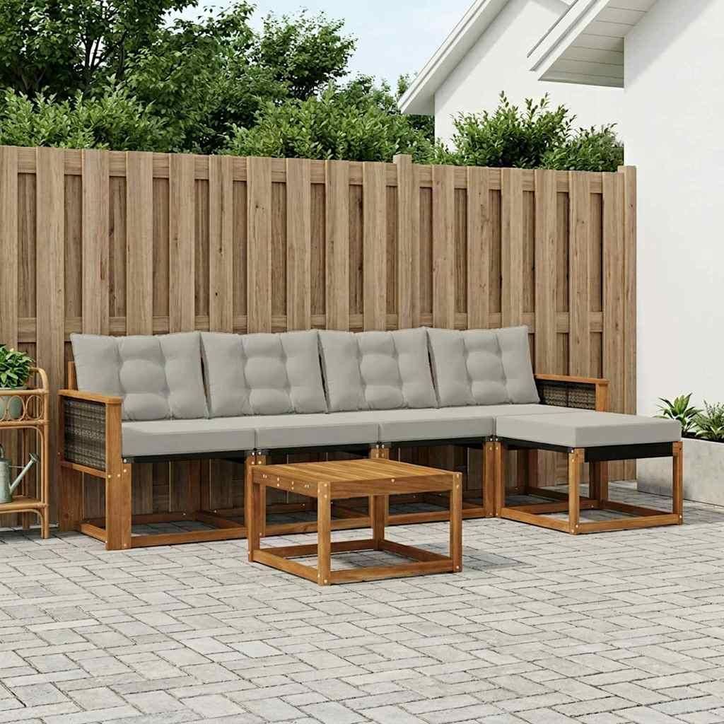 Möbel Outdoor-Sofagarnitur mit Kissen 6 pcs Natürlich und HellgrauGartensofas - Gartensofas c556