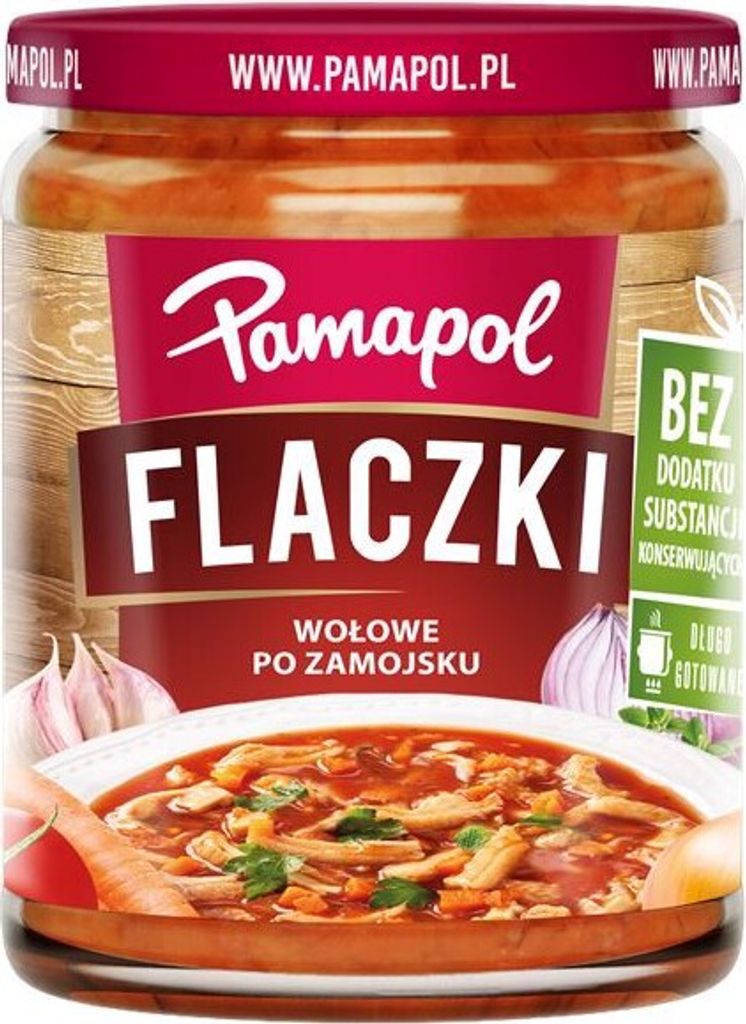 Pamapol - Flaczki wołowe po zamojsku długo gotowane 500g Zdjęcie produktu 
