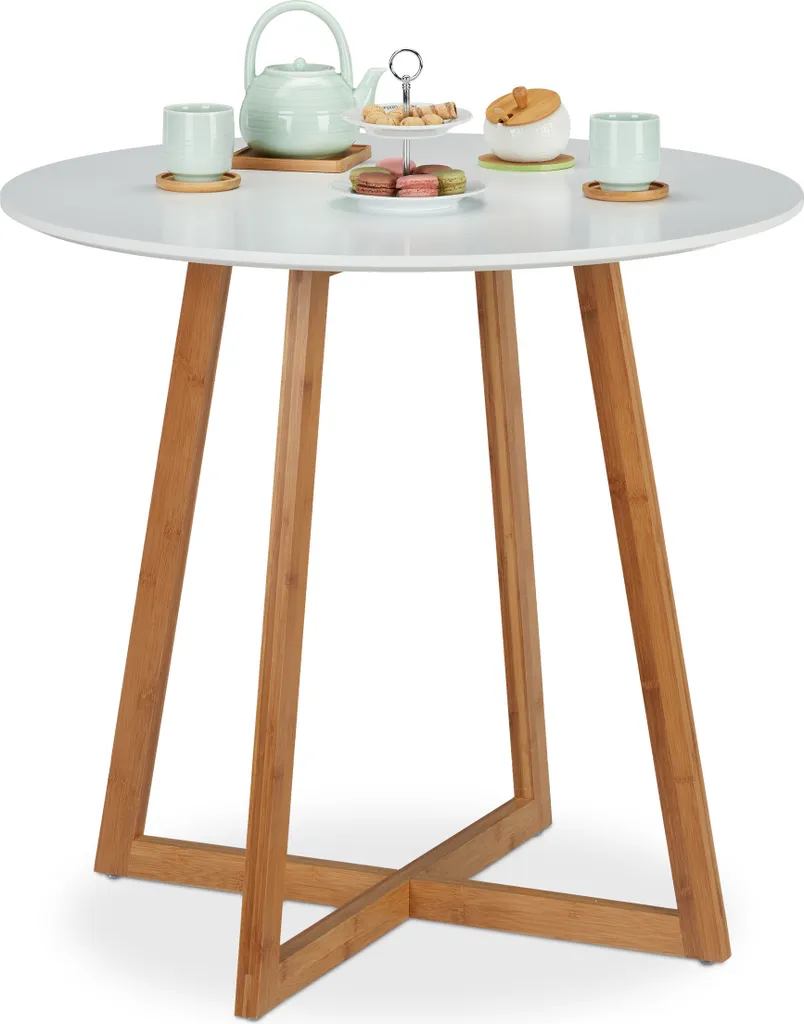 Relaxdays Tavolo Bianco Rotondo 80 cm 10025519_0 | Arredo Casa Chic