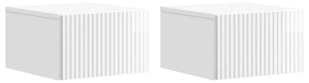 "2026 Moderne"Wandmontierter Nachttisch 2er-set elegantes Design - Nachtschrank - für Schlafzimmer - Hochglanz Weiß Holzwerkstoff - Nachttische &...
