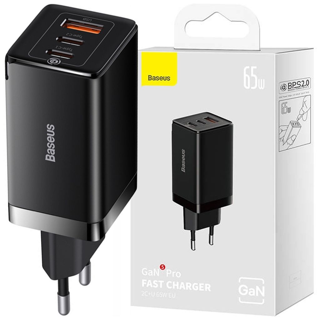 Wandladegerät Baseus GaN5 Pro 2xUSB-C + USB, 65W (schwarz) Produktbild 27