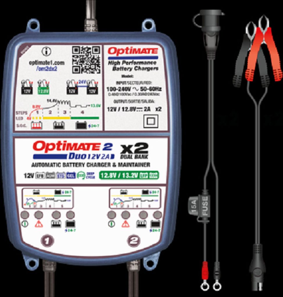 Batterieladegerät OptiMATE 2 Duo 2-Bank 5-stufig, Produktbild 
