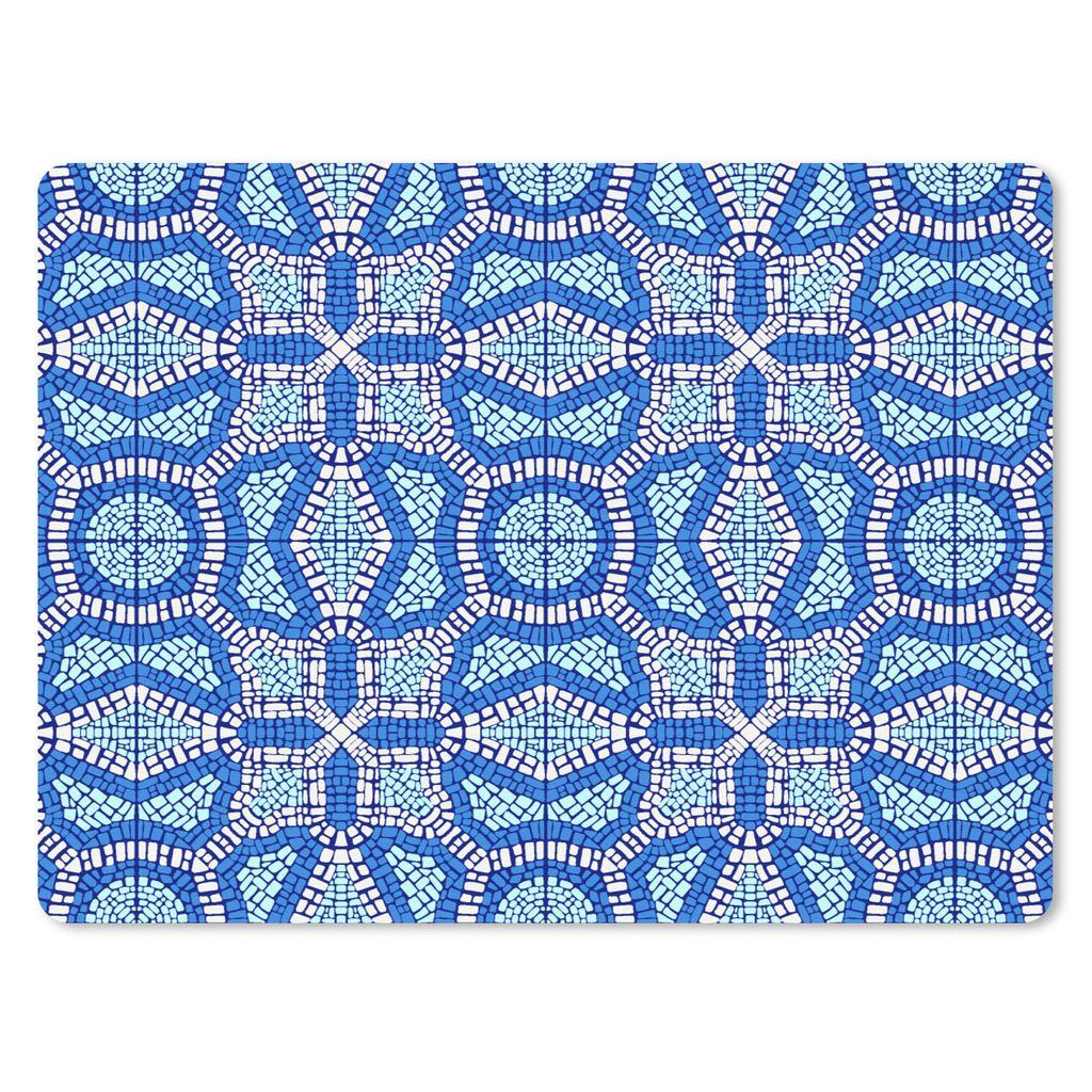 MuchoWow Mauspad Mousepad Mosaik - Blau - Design 23x19 cm - Mousepads - Maus Mat - Pad - Mausunterlage - Schreibtischunterlage - Mauspad