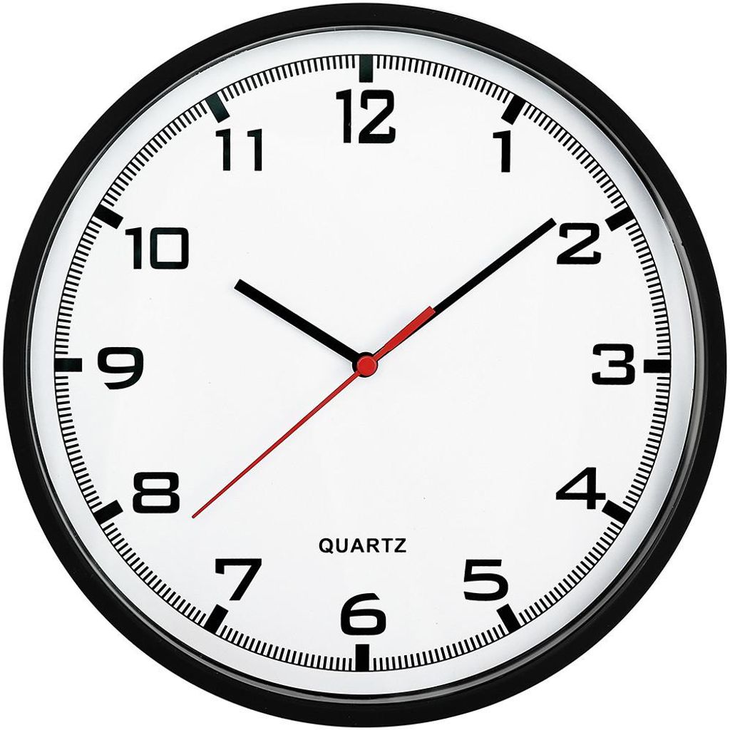 MPM-Quality Wanduhr Magit rund 255 mm Kunststoff Schwarz