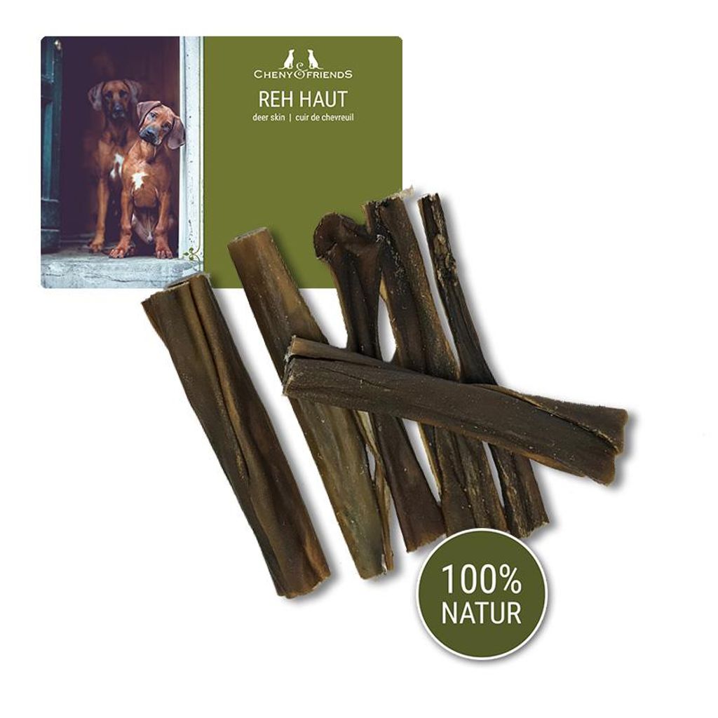 CHENY&FRIENDS Rehhaut - natürlicher, langer, hypoallergener Kauspass für Hunde, 120g