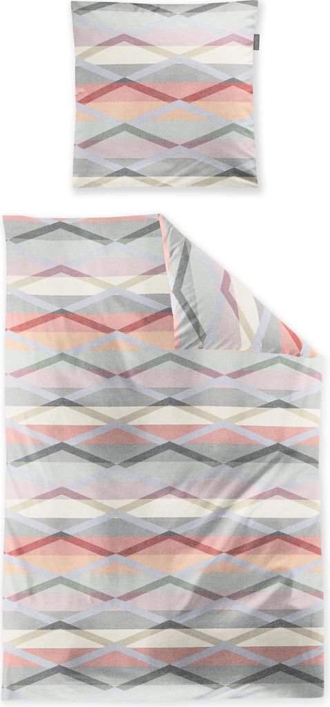 Irisette Mako-Satin Bettwäsche-Garnitur Wave 8610 Farbe rot Größe 140x200+70x90