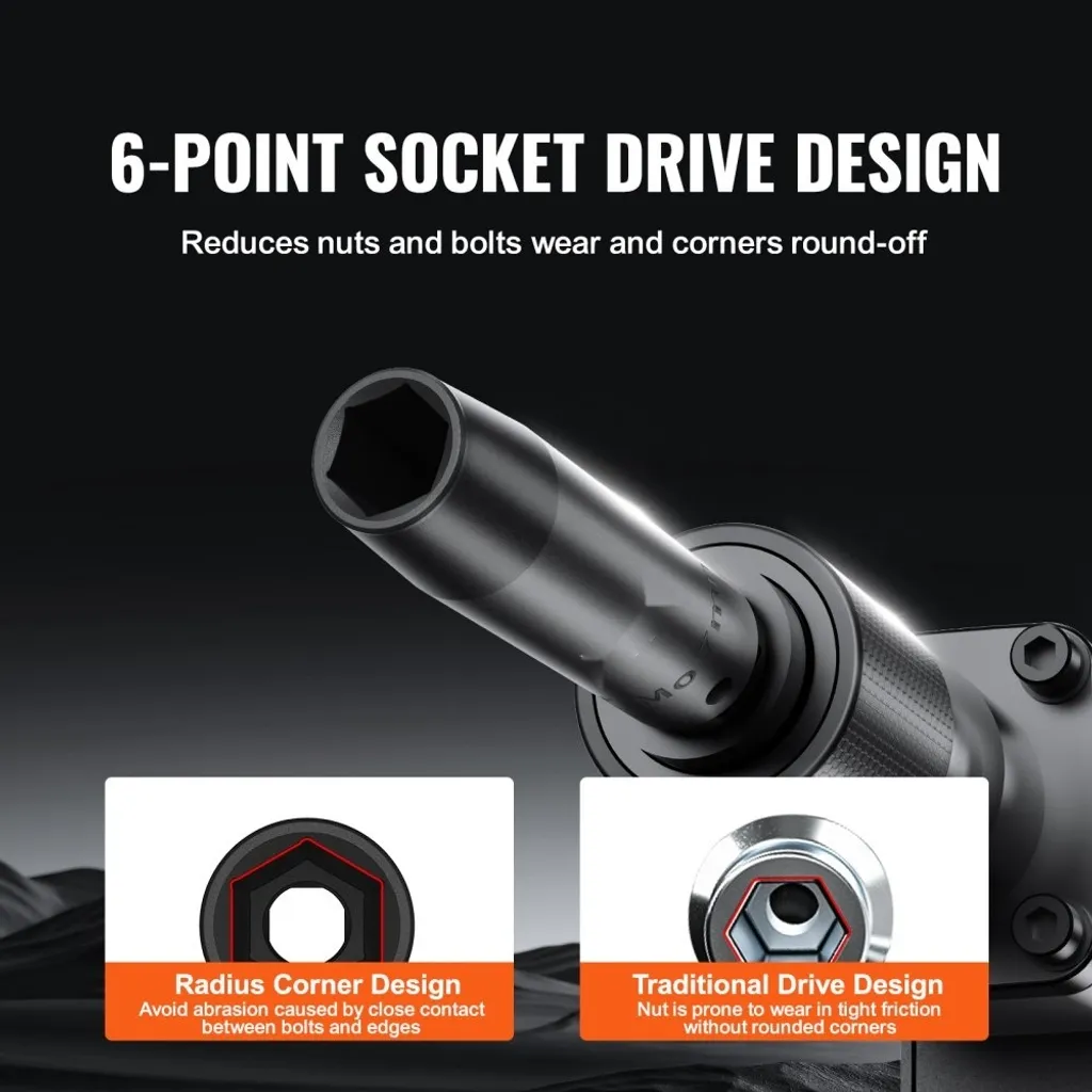 Set di chiavi a bussola professionali in acciaio legato CR-V - Set di chiavi a bussola da 13 pezzi 10-24 mm - Bussole profonde per avvitatori a impulsi - HRC 42-48 - Valigetta portautensili inclusa - Estrattore per viti metriche - 4