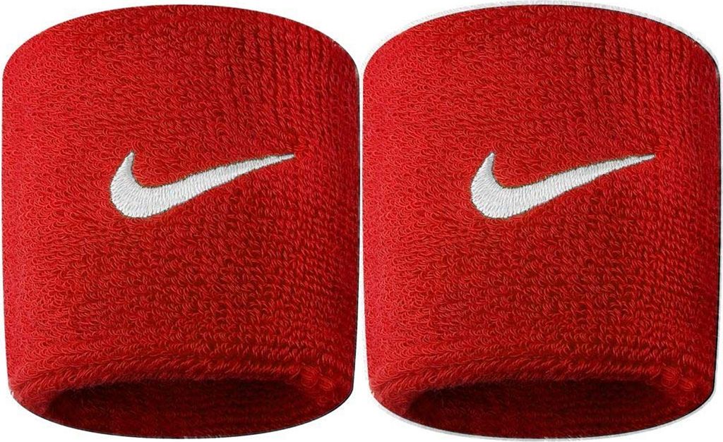 Nike - 2er-Pack Swoosh Armband CS1127 (Einheitsgröße) (Scharlachrot/Weiß)