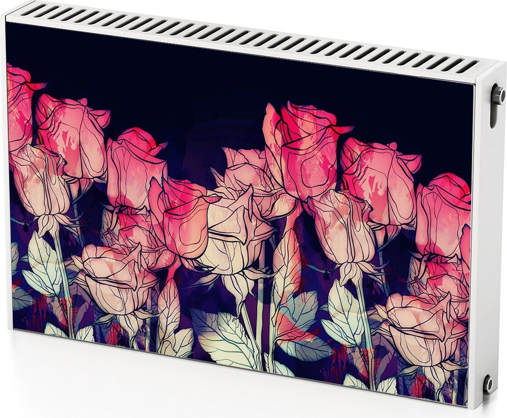 Lebende Rosen – Magnetische Heizkörperabdeckung – 90x60 cm – Magnet Heizkörperabdeckung – 3D Würfel – Heizkörperverkleidung – Magne...