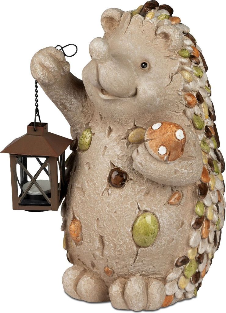 Dekofigur Igel STONES CREME Blumen mit Laterne H. 36cm creme braun Formano H25