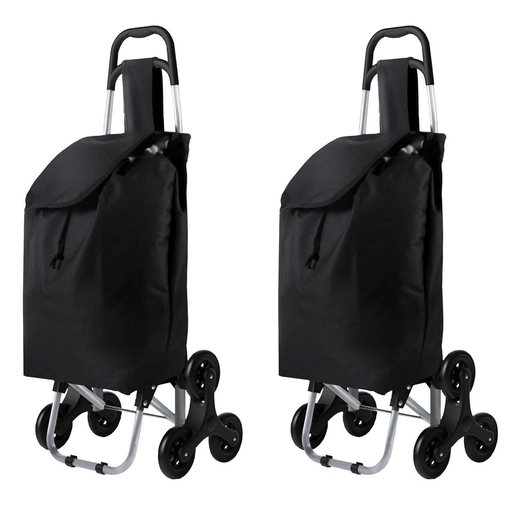 2er Set Einkaufstrolley Treppensteiger Klappbarer Einkaufswagen Schwarz Shopping Trolley Einkaufstasche Einkaufsroller