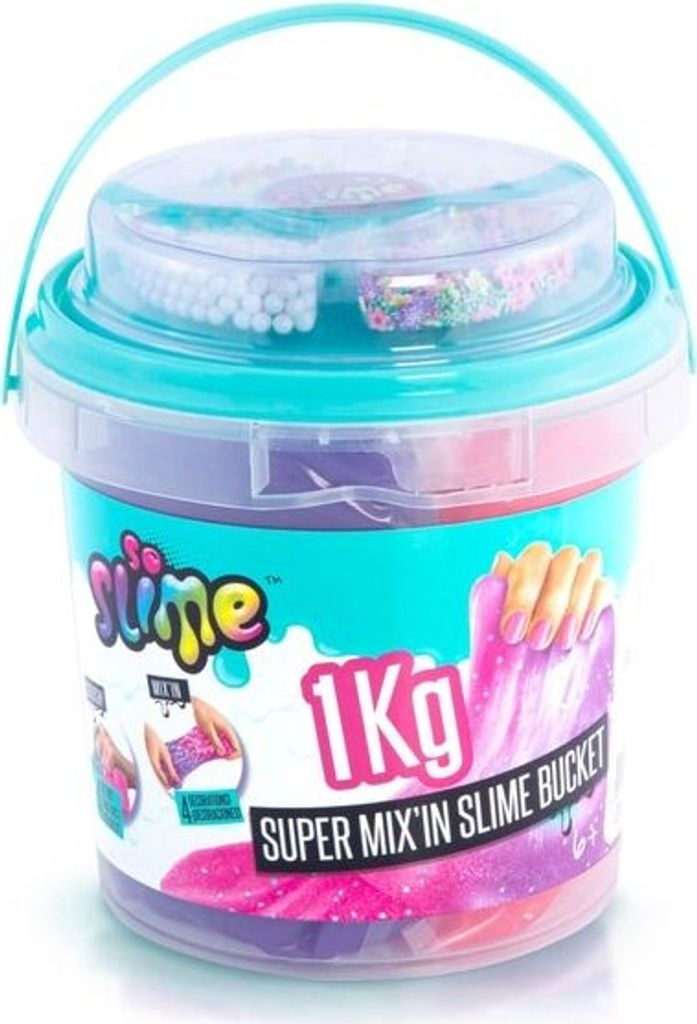 A bucket of slime making kit.