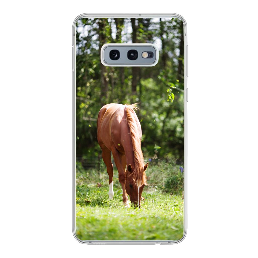 MuchoWow Handyhülle Schutzhülle Hülle für Samsung Galaxy S10e Pferd - Blumen - Licht Silikon Softcase Handy Hülle - Handy