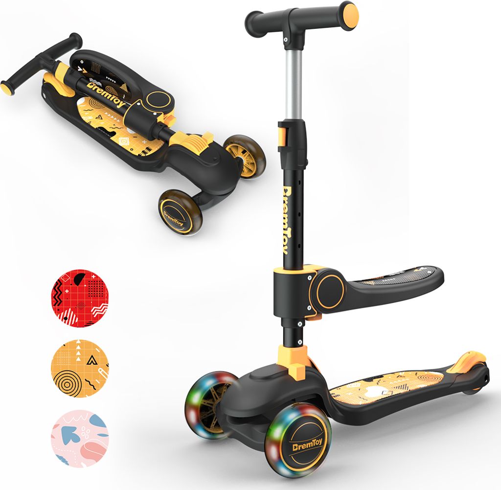 BremToy Kinderroller, Kinder Scooter mit klappbarem Sitz, Produktbild 