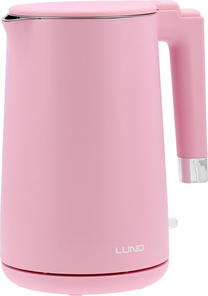 Elektrischer Wasserkocher Lund 1,5L Pink Cool Touch, modernes Design, einfach zu bedienen und sicher.