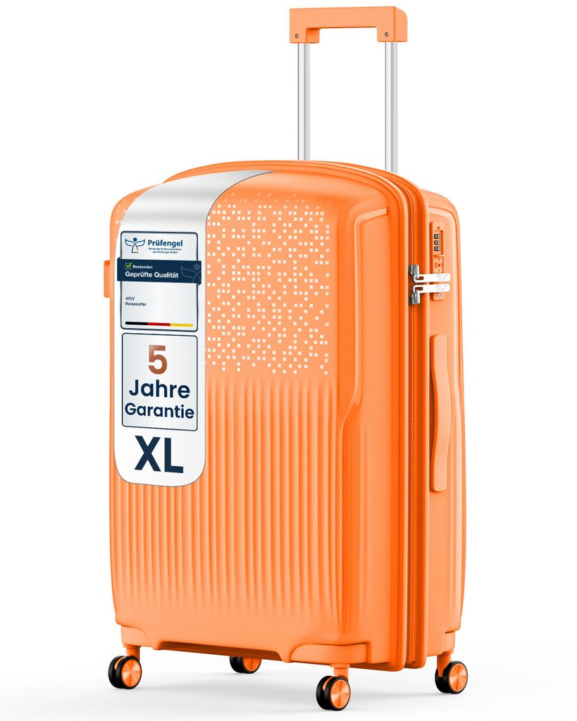 4FLY Hartschalen Reisekoffer XL 74,5 cm (94L) mit TSA Schloss, 4 Doppelrollen und Teleskopgriff