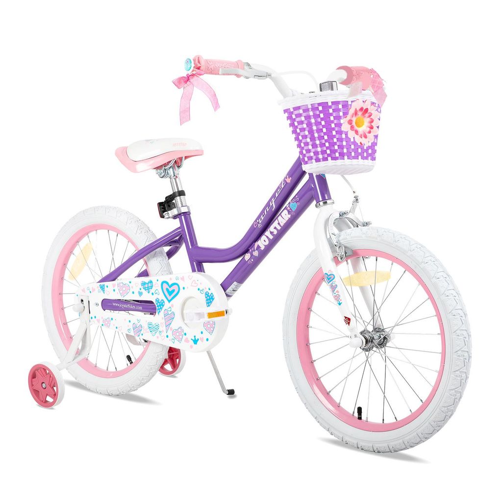 HILAND 18 Zoll Mädchen Kinderfahrrad mit Korb & Bändern, Produktbild 