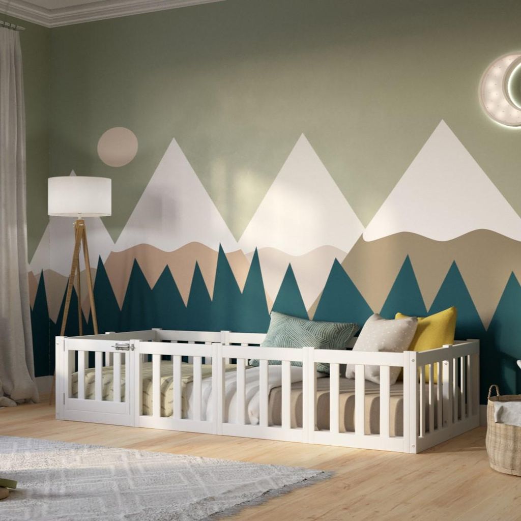 Crazy Pine Kinderbett 140x180 cm – Weiß  - Montessori Produktbild 