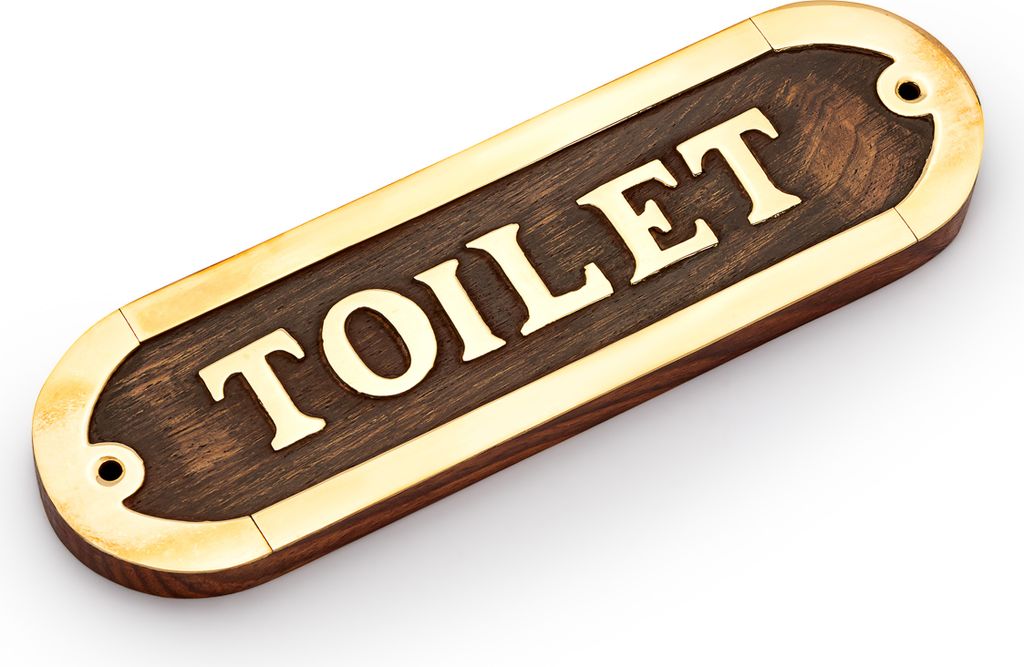 NKlaus Türschild Toilet aus Messing/Holz Toilettenschild 16x5cm WC Dekoration Schilder 11766