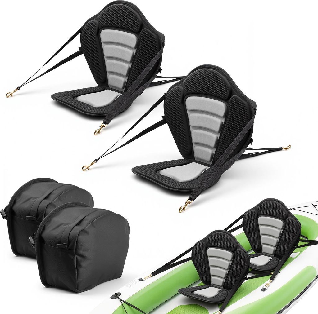 SucceBuy 2 x Kajaksitz mit 12 mm Polsterung, Komfortabler Sitz für Stand-Up-Paddle-Board, Bootssitz mit Rückenstütze, Tasche und Einstellbaren G...