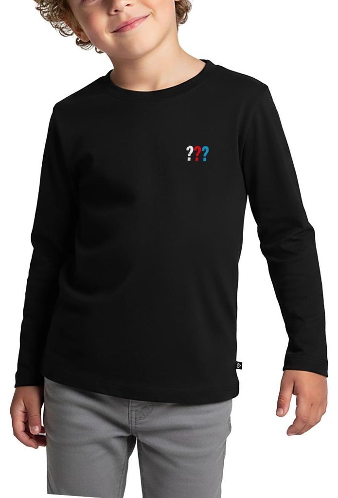 Spreadshirt Die Drei Fragezeichen Kids Logo Tasche Kinder Premium Langarmshirt, 134/140 (8 Jahre), Schwarz