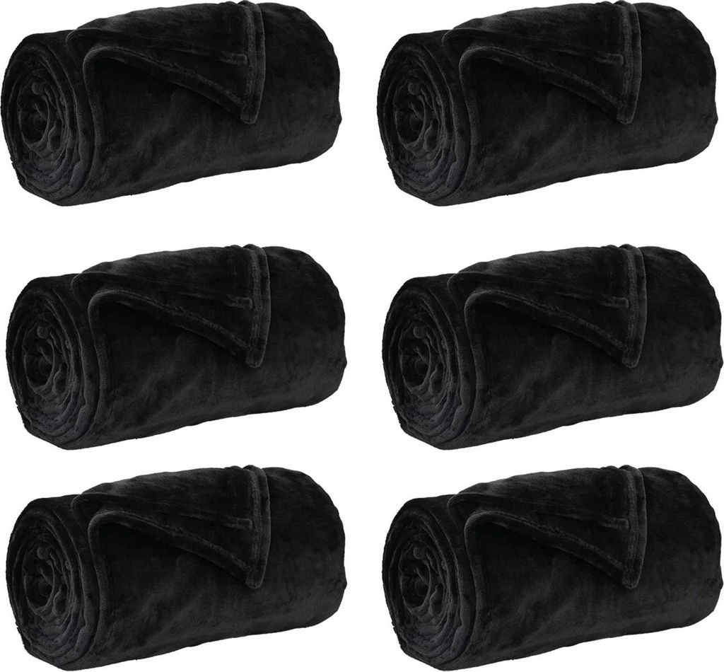 vidaXL Wohndecken 6 pcs Schwarz 130 x 150 cm Fleece
