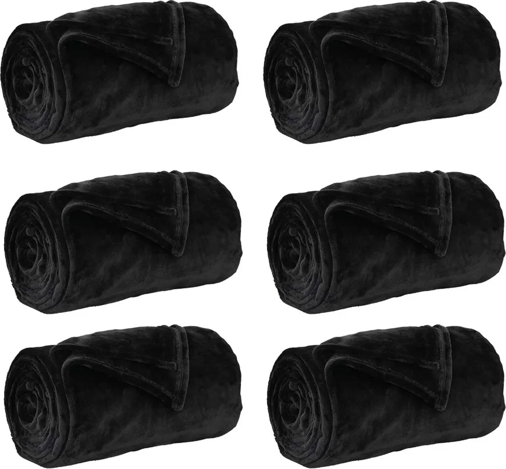 Set 6 Coperte Pile Nero 220x240 cm vidaXL - Plaid Grandi Dimensioni