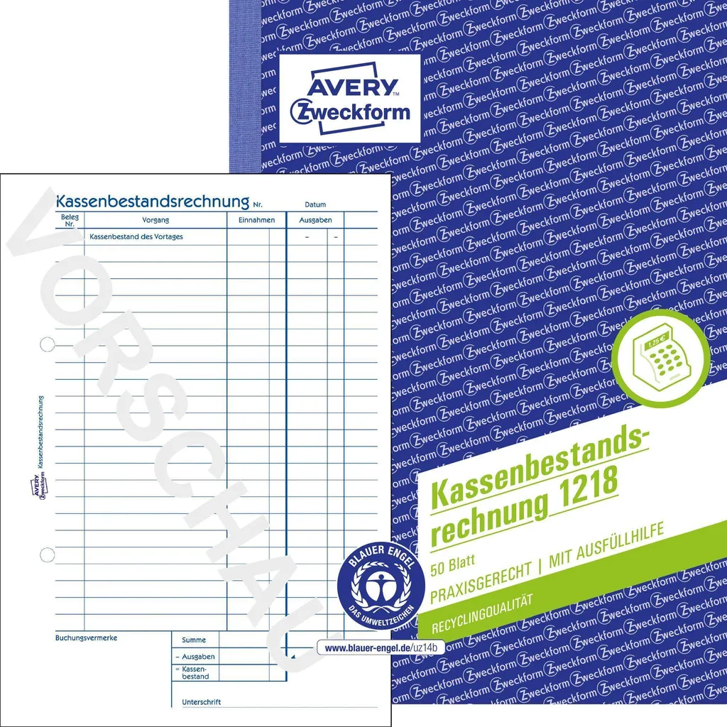 Avery Zweckform 1218 Scontrini Cassa A5 Riciclati - 50 Originali Qualità