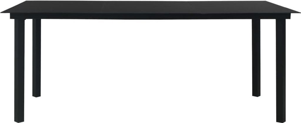 vidaXL Garten-Esstisch Schwarz 190x90x74 cm Stahl und Glas