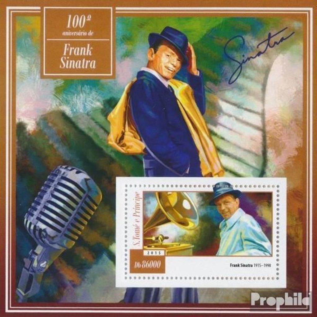 Briefmarken Sao Tome e Principe 2015 Mi Block 1061 (kompl. Ausgabe) postfrisch 100. Geburtstag von Frank Sinatra