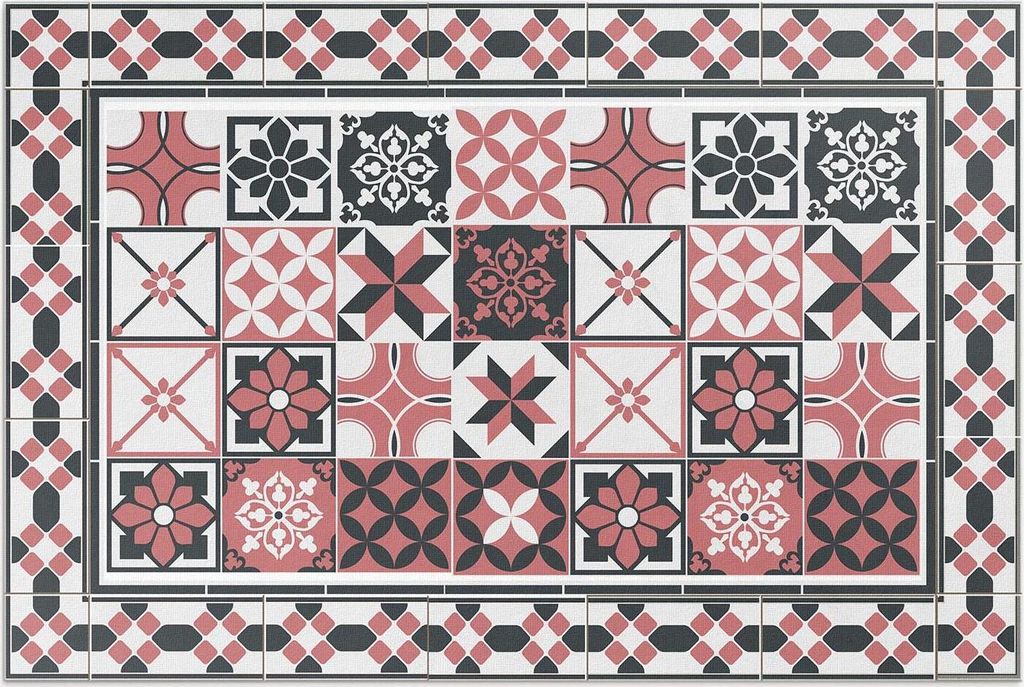 Tricolor geometrie dekorative fliesen – Vinylteppich – 100x150 cm – Outdoor Teppich – Terrasse – Wetterfest – Modern