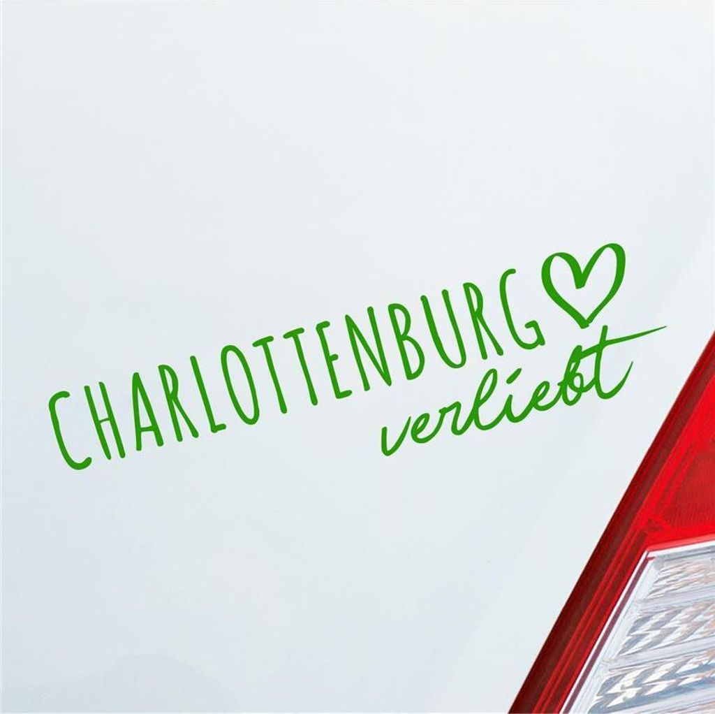 Auto Aufkleber Charlottenburg verliebt Herz Stadt Heimat Liebe Car 19x5 cm Hellgrün Sticker Heckscheibenaufkleber
