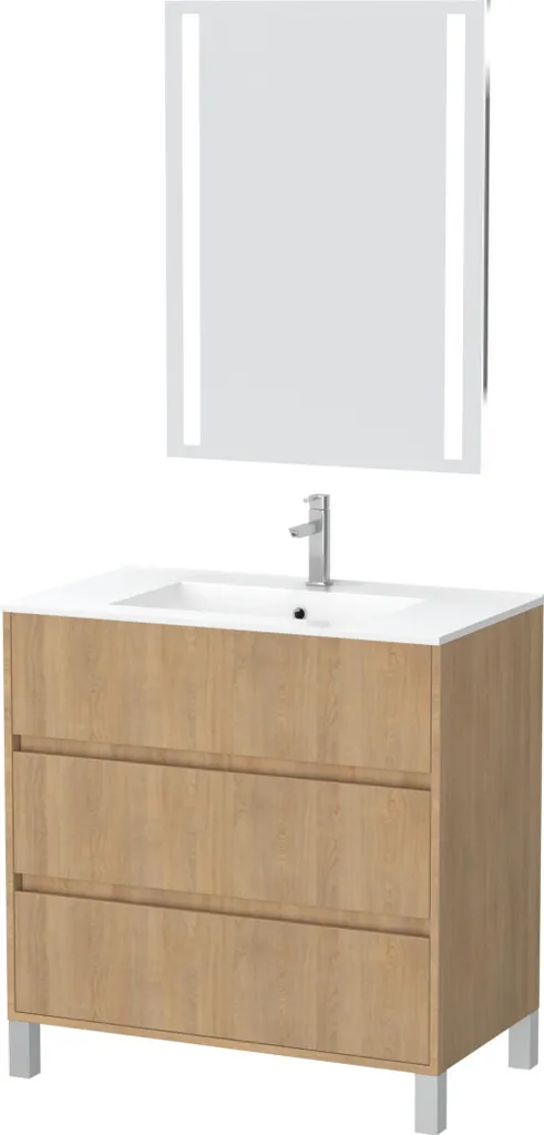 Ensemble Meuble de Salle de Bain 80 cm avec Miroir LED et Vasque XENOS