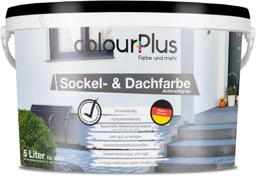 colourPlus Sockel- & Dachfarbe 5 l, Anthrazit-Grau matt – Produktbild 