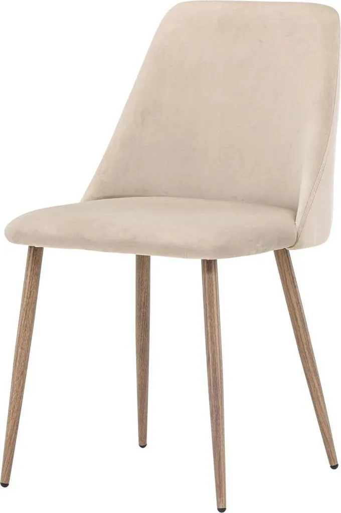 Chaise d'intérieur Beige en tissu et bois de Noyer pour salon chic