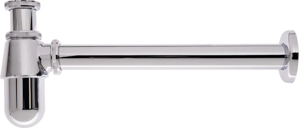 Siphon pour lavabo inox chromé avec bonde de vidange - Modèle Universel