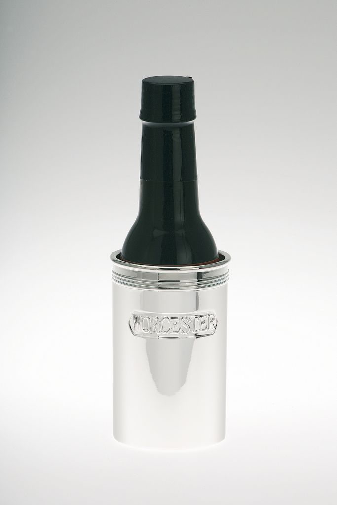 Worcester-Ständer inklusive Flasche versilbert H 17,0cm