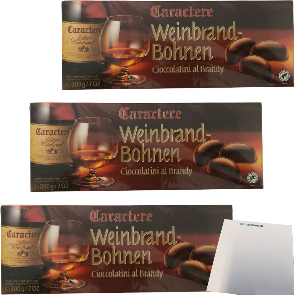 Caractere Weinbrandbohnen Zartbitterschokolade gefüllt mit Produktbild 