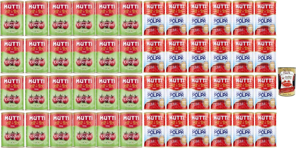 Mutti Pomodorini testpaket polpa und ciliegini Kirschtomaten Tomaten sauce 100% Italienisch, cherry tomatoes, 100% italienische Tomaten, 48x 400g +...
