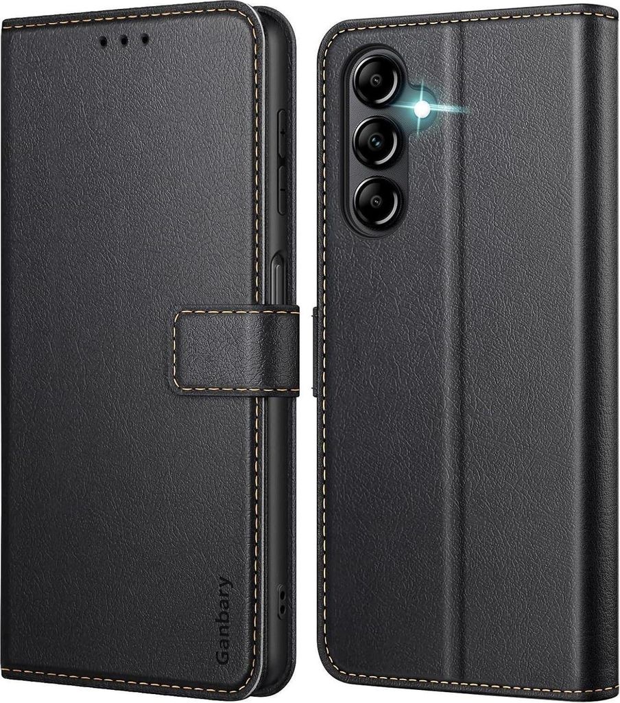 Samsung Galaxy A14 4G/5G Handyhülle Schwarz Premium Leder Produktbild 