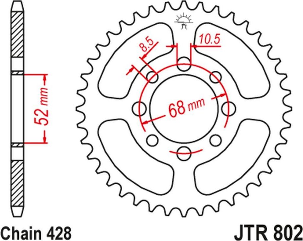 Jt Hinteres Ritzel 802 44 Für Suzuki Ts 80 '81-82, Gt 100 '76, Rm 80 '77, Rv 90 '73-77, Kawasaki Ke 100 '76-81, Kv 100 '77-88, Modenas