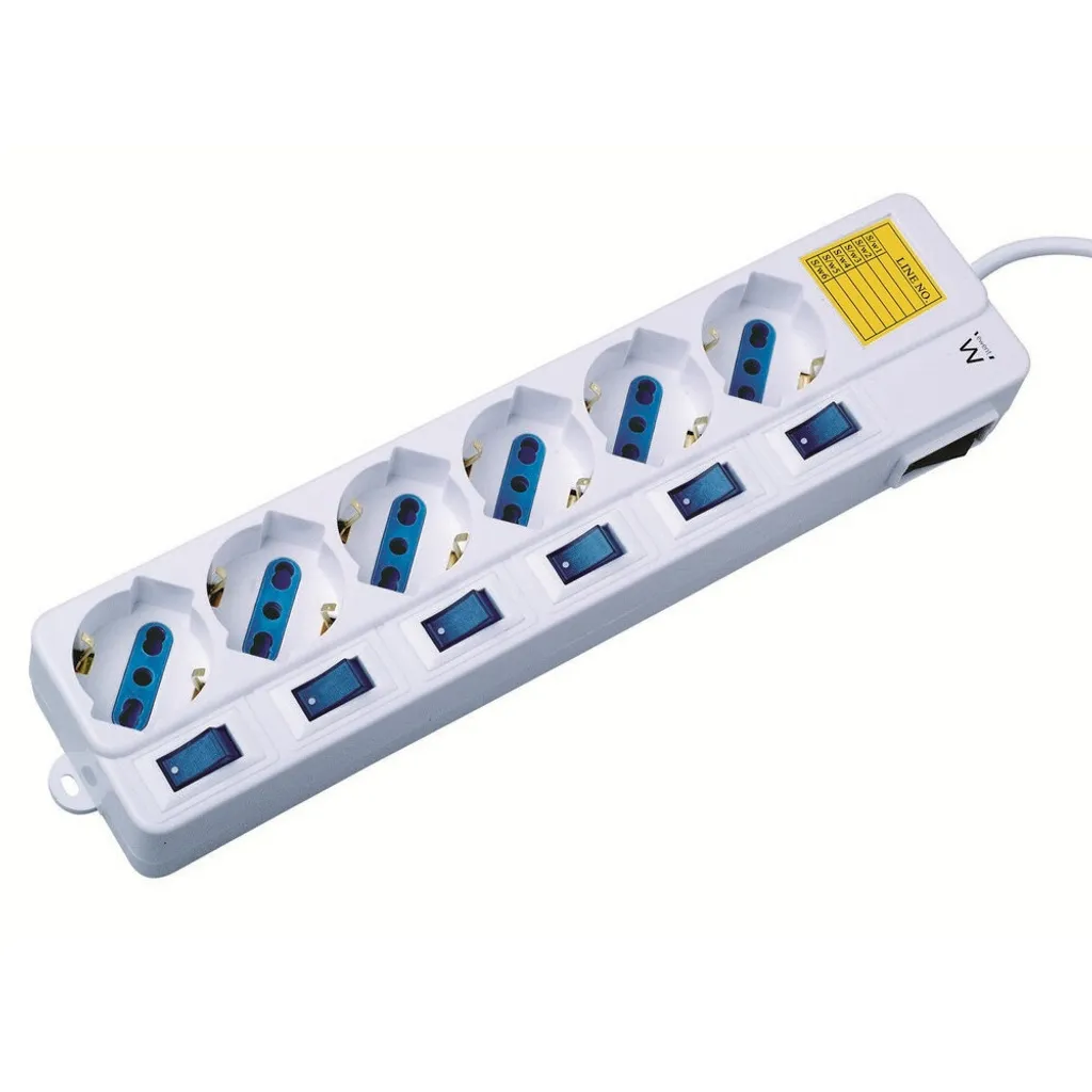Ewent EW3930 Multipresa 6 Posti Bianca 1,5m | Ciabatta Elettrica Sicura
