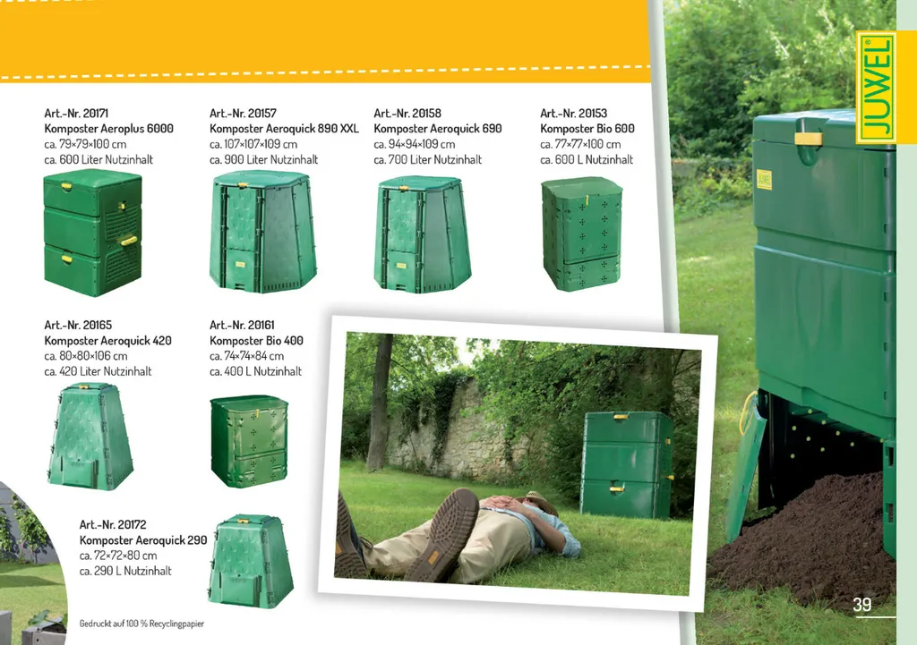 Bac à compost Juwel 600 litres avec couvercle actif : solution de jardin
