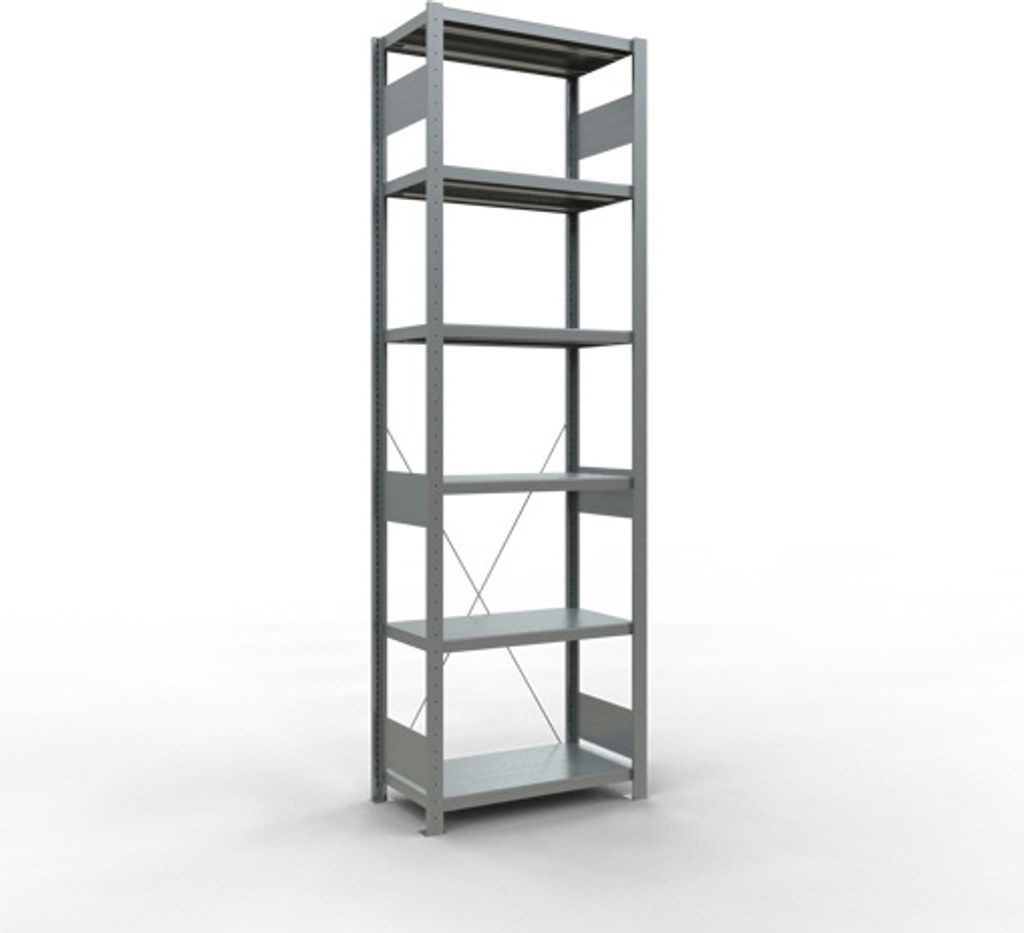 Schulte Fachbodenregal MULTIplus250 Stecksystem | Grundregal | HxBxT 250x75x40cm | 6 Ebenen | Fachlast 250kg | Verzinkt