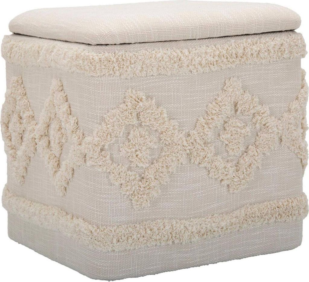 Aufbewahrungshocker Jarrar, Sofa mit Stauraum, Sitzsack, Fußstütze mit Behälter, Weiß, 40x40 h40 cm