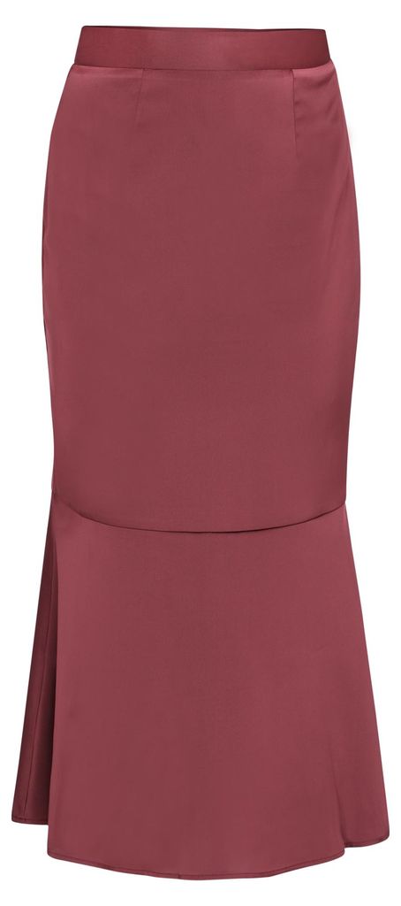 Damen Rock in der Farbe Rot, mit hochtailliertem Bund und Satin-Finish, Größe S