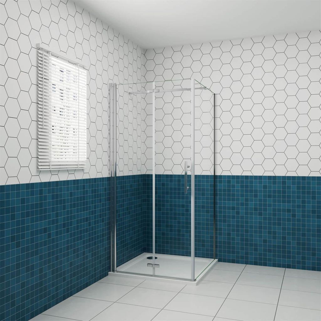 100x100cm 195cm 6mm Duschkabine Duschtür Eckdusche Falttür Scharniertür